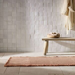 Casaluna - 24"x60" Waffle Cotton Bath Rug with Fringes Clay - Clay